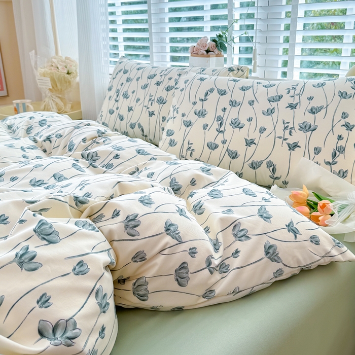 91家纺网 家纺一手货源 找家纺 金米诺 2024款A类有氧针织棉双层纱加厚四件套 格瑞