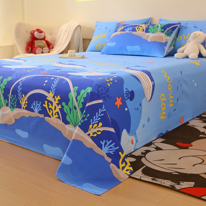 91家纺网 家纺一手货源 找家纺 金鑫汇家纺 2025新款超好卖全棉单床单 海族馆