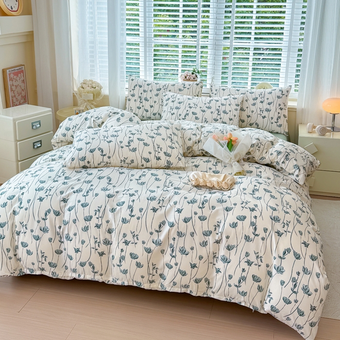 91家纺网 家纺一手货源 找家纺 金米诺 2024款A类有氧针织棉双层纱加厚四件套 格瑞