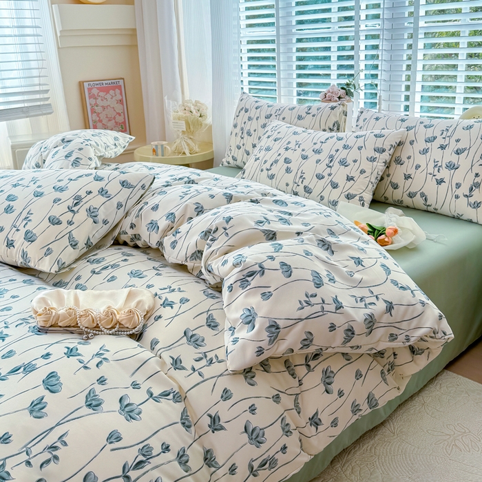 91家纺网 家纺一手货源 找家纺 金米诺 2024款A类有氧针织棉双层纱加厚四件套 格瑞