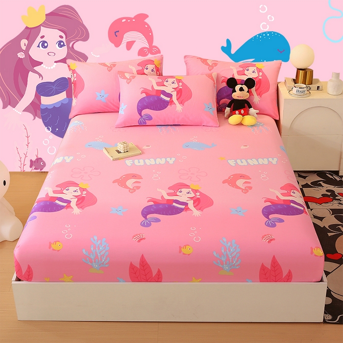 91家纺网 家纺一手货源 找家纺 金鑫汇家纺 2025新款超好卖全棉单床笠 小美人鱼