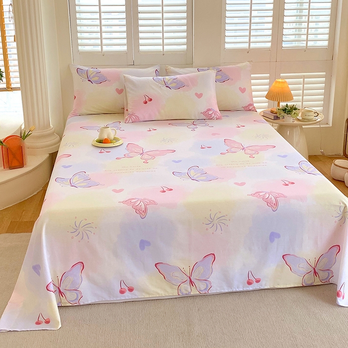 91家纺网 家纺一手货源 找家纺 金鑫汇家纺 2025新款超好卖全棉单床单 彩蝶飞舞