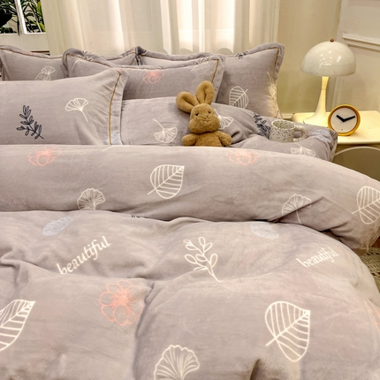 91家纺网 家纺一手货源 找家纺 （总）(买家秀 爆款不断货）A类母婴级双面牛奶绒四件套珊瑚绒雪花绒四件套AB版高克重牛奶绒四件套纯色牛奶绒