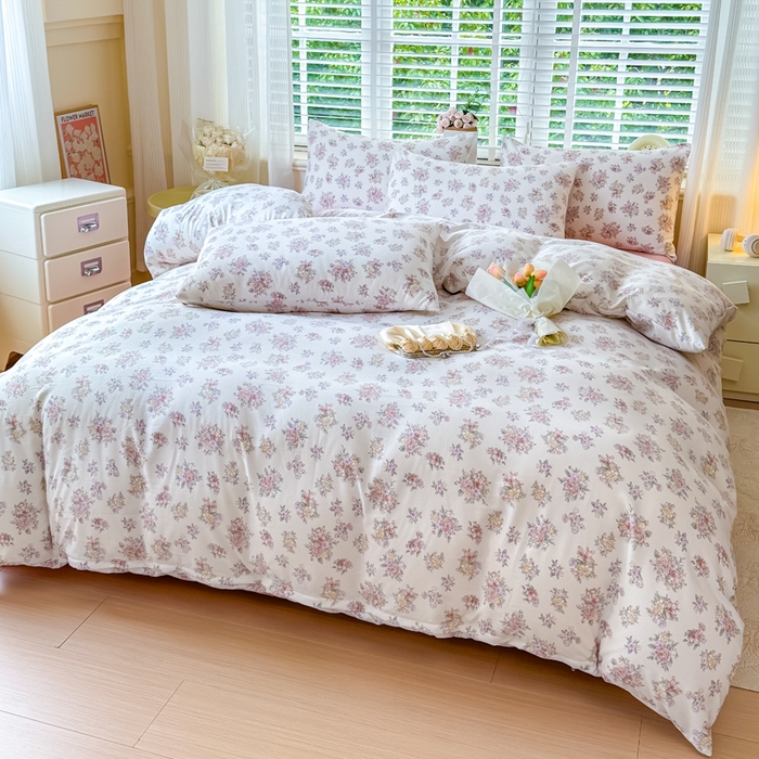 91家纺网 家纺一手货源 找家纺 金米诺 2024款A类有氧针织棉双层纱加厚四件套 晨汐