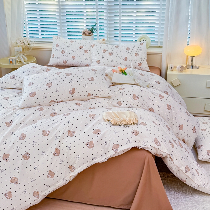 91家纺网 家纺一手货源 找家纺 金米诺 2024款A类有氧针织棉双层纱加厚四件套 奇妙熊