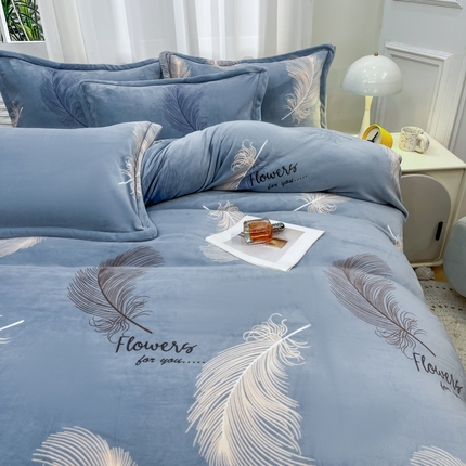 91家纺网 家纺一手货源 找家纺 （总）(买家秀 爆款不断货）A类母婴级双面牛奶绒四件套珊瑚绒雪花绒四件套AB版高克重牛奶绒四件套纯色牛奶绒