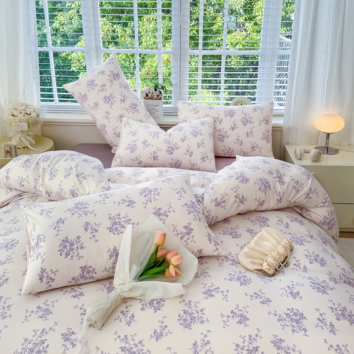 91家纺网 家纺一手货源 找家纺 金米诺 2024款A类有氧针织棉双层纱加厚四件套 娜朵