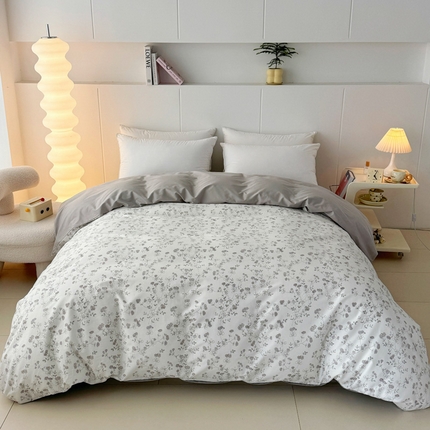 2025新款133X76宽幅全棉纯棉印花系列单品被套 夜来香-灰