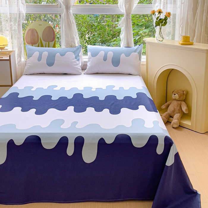 91家纺网 家纺一手货源 找家纺 金鑫汇家纺 2025新款超好卖全棉单床单 奶油蓝