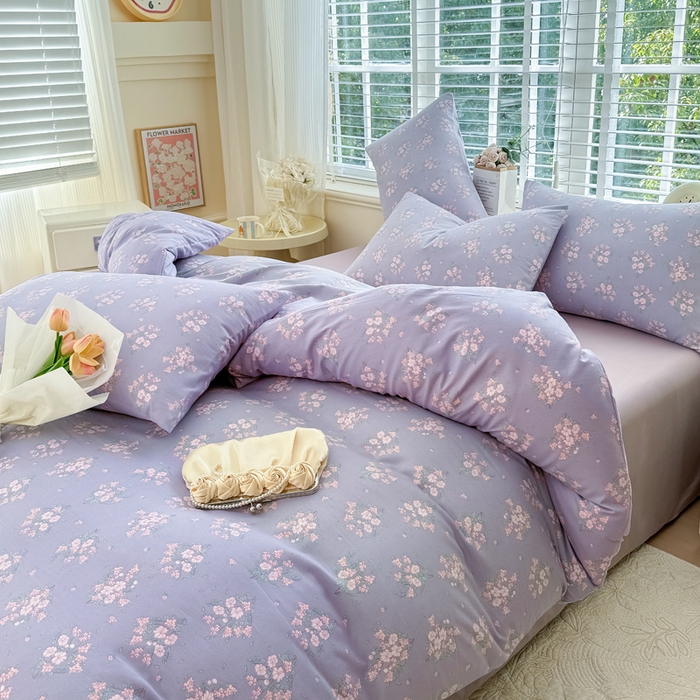 91家纺网 家纺一手货源 找家纺 金米诺 2024款A类有氧针织棉双层纱加厚四件套 花俏