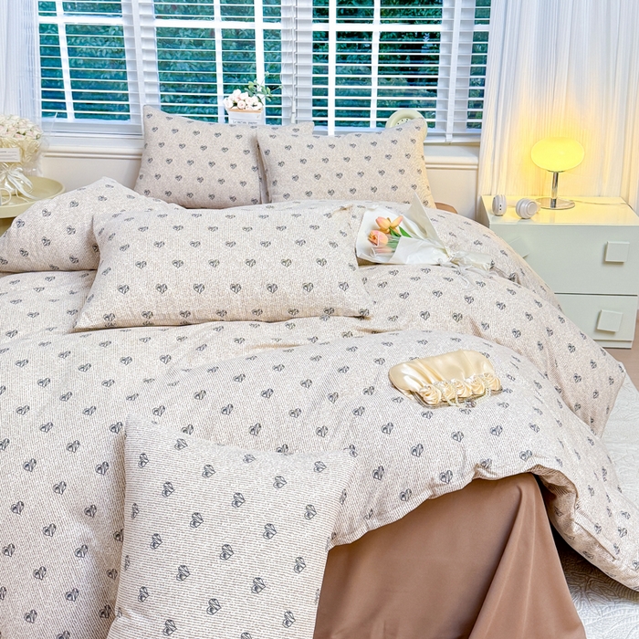 91家纺网 家纺一手货源 找家纺 金米诺 2024款A类有氧针织棉双层纱加厚四件套 小确幸