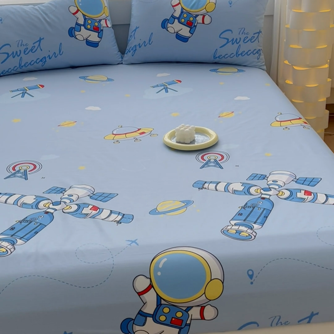 91家纺网 家纺一手货源 找家纺 金鑫汇家纺 2025新款超好卖全棉单床笠 宇宙奥秘