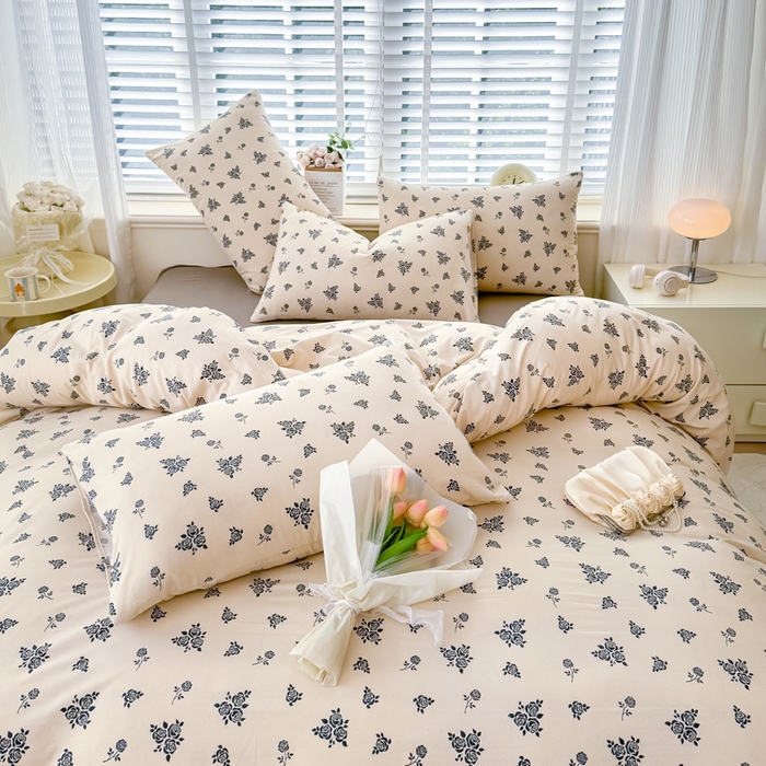 91家纺网 家纺一手货源 找家纺 金米诺 2024款A类有氧针织棉双层纱加厚四件套 摩卡