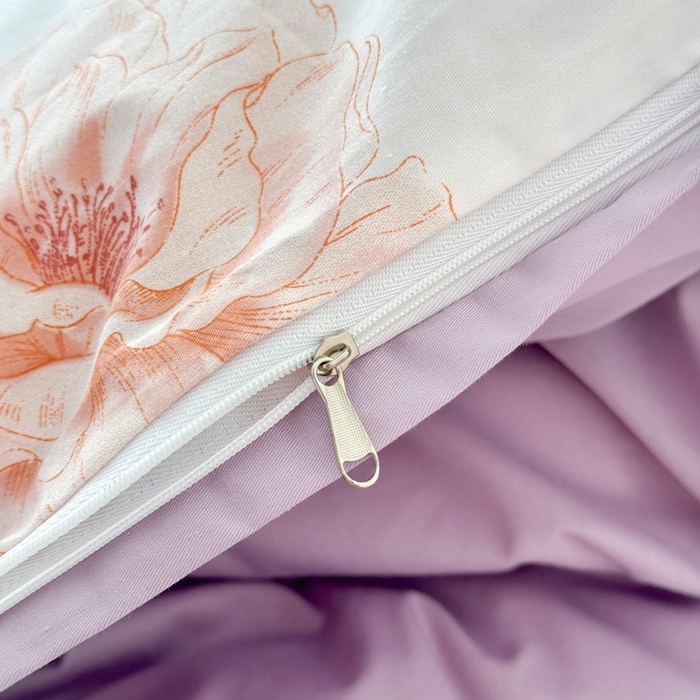 91家纺网 家纺一手货源 找家纺 2025新款133X76宽幅全棉纯棉印花系列四件套 长相思-紫