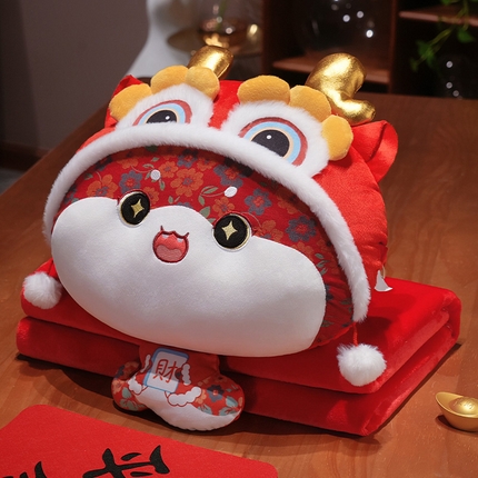 仟亿莱 2025新款醒狮福多多二合一抱枕毯 二合一多喜