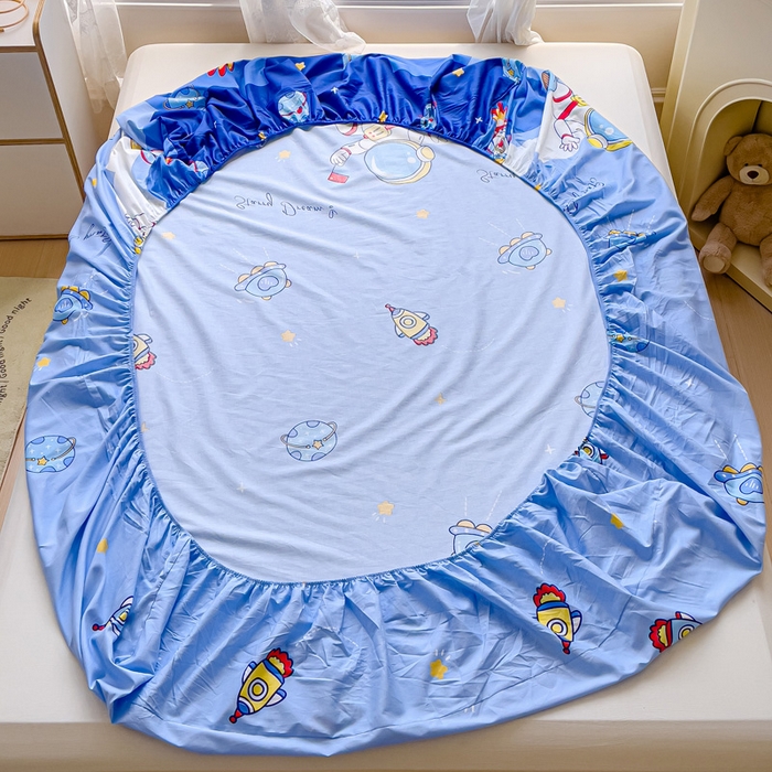 91家纺网 家纺一手货源 找家纺 金鑫汇家纺 2025新款超好卖全棉单床笠 翱翔太空