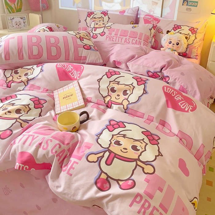 91家纺网 家纺一手货源 找家纺 小懒猪 2025新款卡通专版13372全棉喜羊羊系列四件套 可爱美羊羊