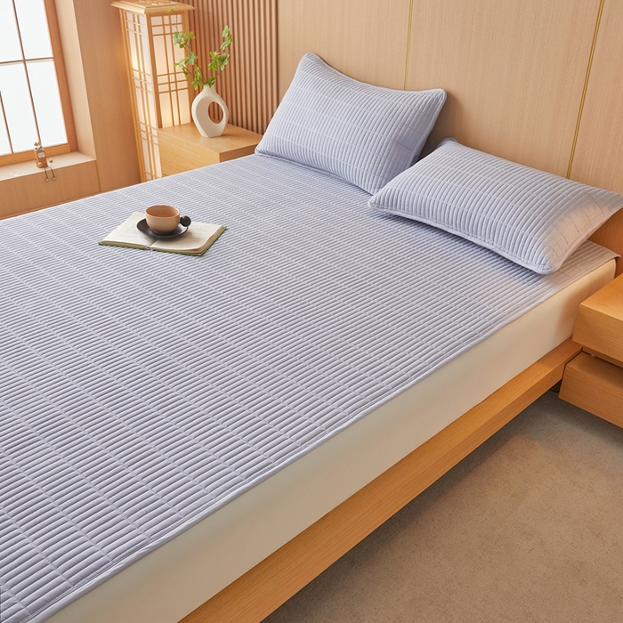 91家纺网 家纺一手货源 找家纺 2025春夏新款A类亲肤大豆床垫-简约系列 宝石蓝-床垫