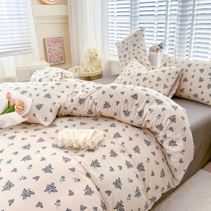 91家纺网 家纺一手货源 找家纺 金米诺 2024款A类有氧针织棉双层纱加厚四件套 摩卡