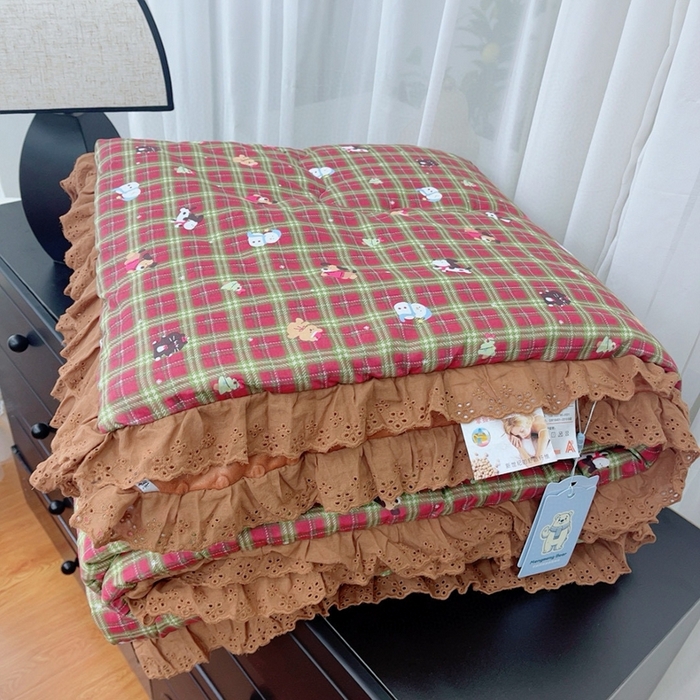 91家纺网 家纺一手货源 找家纺 韩版纯棉豆豆被床盖四件套春秋被加厚冬被同款纯棉被套砂洗棉花床盖三件套四季通用 新年圣诞