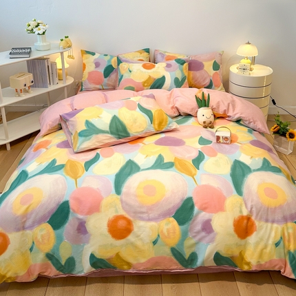 91家纺网 家纺一手货源 找家纺 （总）2025新款40支13070纯棉四件套-花卉