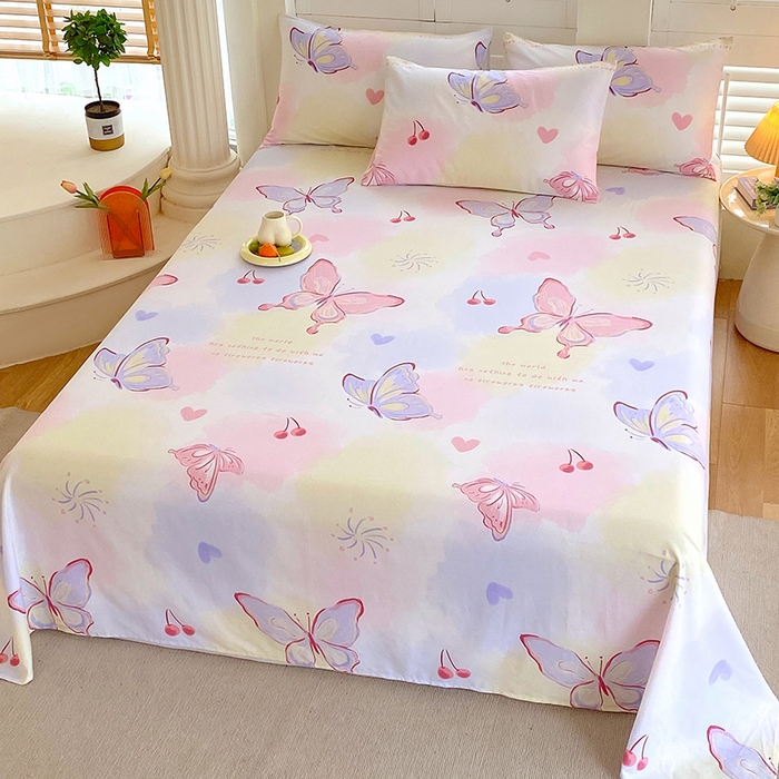 91家纺网 家纺一手货源 找家纺 金鑫汇家纺 2025新款超好卖全棉单床单 彩蝶飞舞