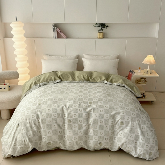 91家纺网 家纺一手货源 找家纺 2025新款133X76宽幅全棉纯棉印花系列单品被套 有点甜-绿