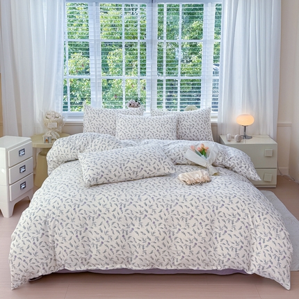 91家纺网 家纺一手货源 找家纺 金米诺 2024款A类有氧针织棉双层纱加厚四件套 甜心公主