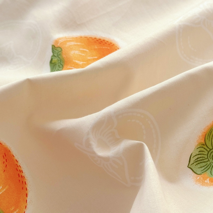 91家纺网 家纺一手货源 找家纺 2025新款133X76宽幅全棉纯棉印花系列四件套 柿如意-桔