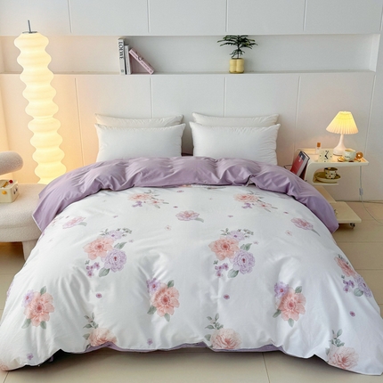 2025新款133X76宽幅全棉纯棉印花系列单品被套 长相思-紫