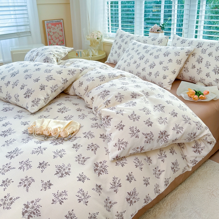 91家纺网 家纺一手货源 找家纺 金米诺 2024款A类有氧针织棉双层纱加厚四件套 暖日回忆