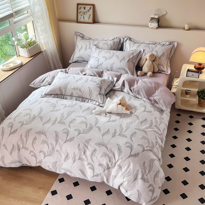 91家纺网 家纺一手货源 找家纺 2025新款133X76宽幅全棉纯棉印花系列四件套 落落晨光