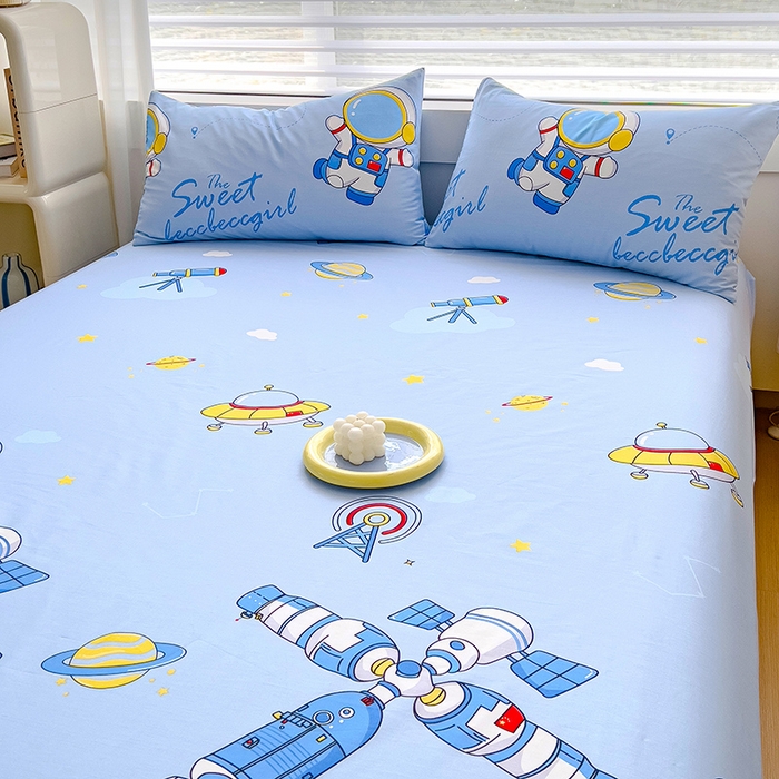 91家纺网 家纺一手货源 找家纺 金鑫汇家纺 2025新款超好卖全棉单床笠 宇宙奥秘