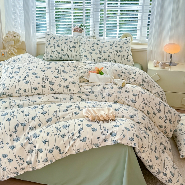 91家纺网 家纺一手货源 找家纺 金米诺 2024款A类有氧针织棉双层纱加厚四件套 格瑞