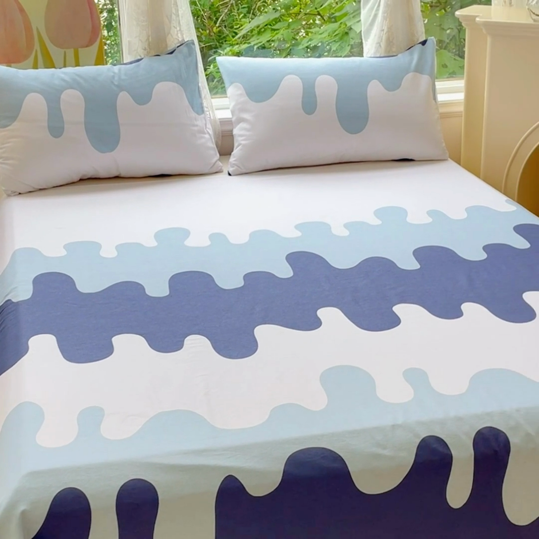 91家纺网 家纺一手货源 找家纺 金鑫汇家纺 2025新款超好卖全棉单床单 奶油蓝