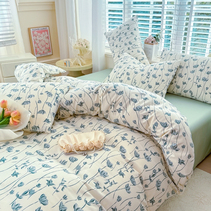 91家纺网 家纺一手货源 找家纺 金米诺 2024款A类有氧针织棉双层纱加厚四件套 格瑞