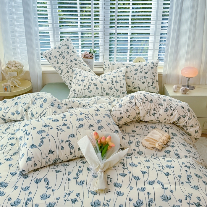 91家纺网 家纺一手货源 找家纺 金米诺 2024款A类有氧针织棉双层纱加厚四件套 格瑞