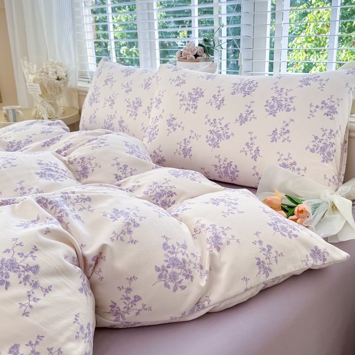 91家纺网 家纺一手货源 找家纺 金米诺 2024款A类有氧针织棉双层纱加厚四件套 娜朵