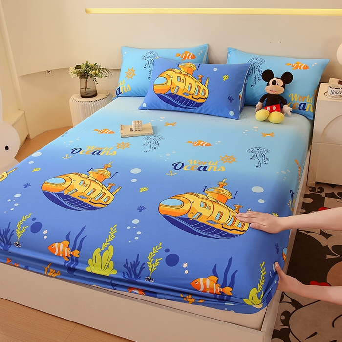 91家纺网 家纺一手货源 找家纺 金鑫汇家纺 2025新款超好卖全棉单床笠 海底探秘