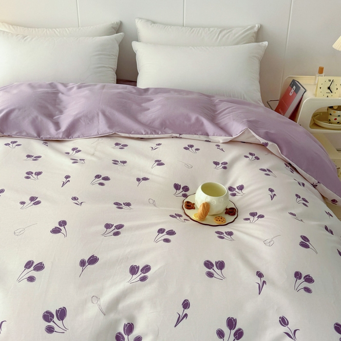 91家纺网 家纺一手货源 找家纺 2025新款133X76宽幅全棉纯棉印花系列单品被套 郁见你-紫