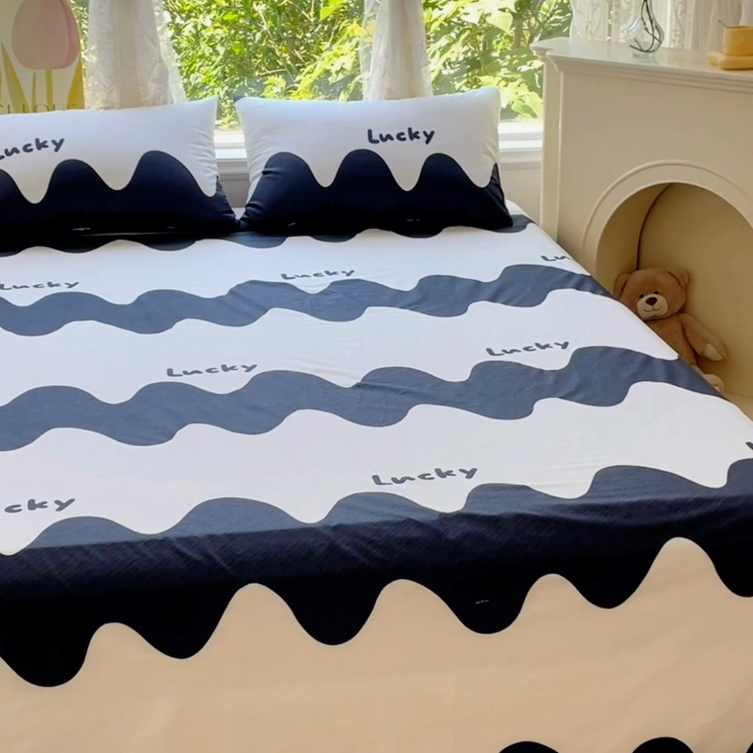 91家纺网 家纺一手货源 找家纺 金鑫汇家纺 2025新款超好卖全棉单床单 波浪世界