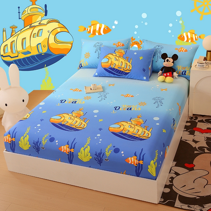 91家纺网 家纺一手货源 找家纺 金鑫汇家纺 2025新款超好卖全棉单床笠 海底探秘