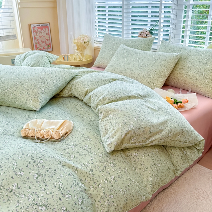 91家纺网 家纺一手货源 找家纺 金米诺 2024款A类有氧针织棉双层纱加厚四件套 秘密花园