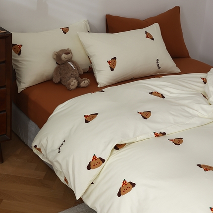 91家纺网 家纺一手货源 找家纺 （总）绫韵家纺 2025春夏新品母婴A类全棉纯棉针织棉软糯糯小可爱卡通床单款四件套