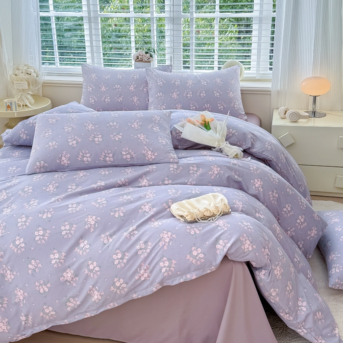 91家纺网 家纺一手货源 找家纺 金米诺 2024款A类有氧针织棉双层纱加厚四件套 花俏