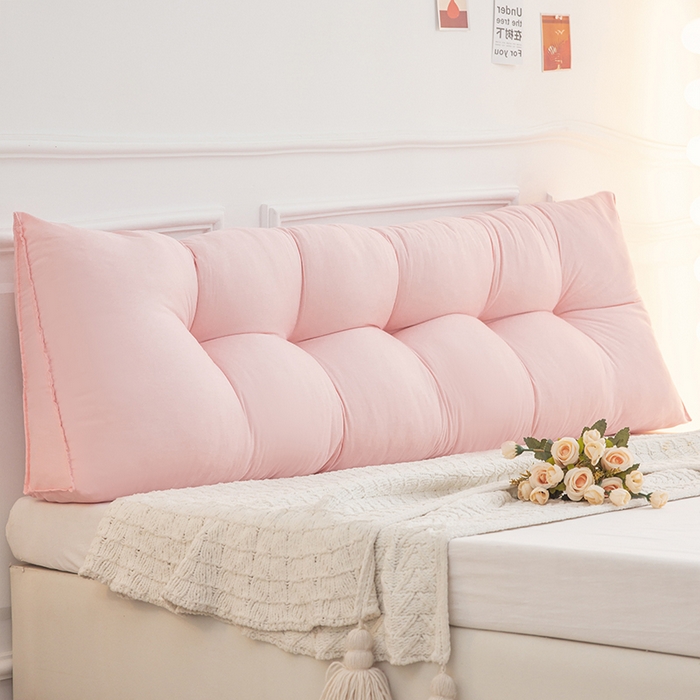 91家纺网 家纺一手货源 找家纺 碧尔 2025新款简约纯色床靠背桃红