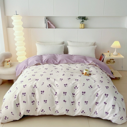 2025新款133X76宽幅全棉纯棉印花系列单品被套 郁见你-紫