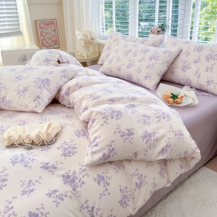 91家纺网 家纺一手货源 找家纺 金米诺 2024款A类有氧针织棉双层纱加厚四件套 娜朵