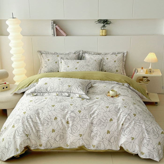 91家纺网 家纺一手货源 找家纺 2025新款133X76宽幅全棉纯棉印花系列四件套 玫瑰爱情