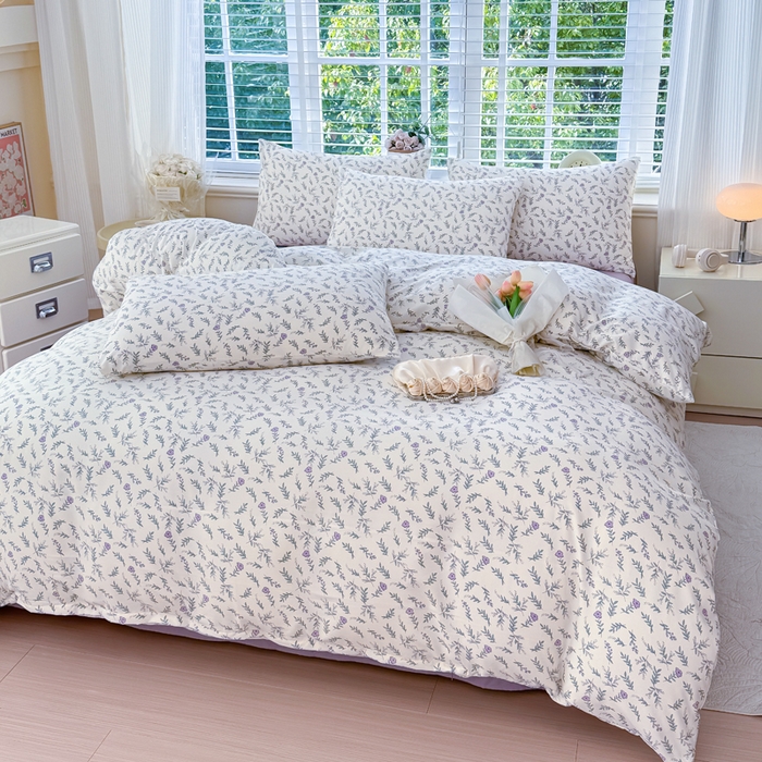 91家纺网 家纺一手货源 找家纺 金米诺 2024款A类有氧针织棉双层纱加厚四件套 甜心公主